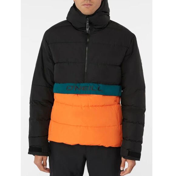 O'NEILL Men's XL O'RIGINALS‎ Insulated Anorak Puffer Jacket Black Out Orange NEW - Picture 1 of 11